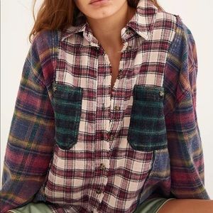 BDG Kaden Mixed Plaid Button Down